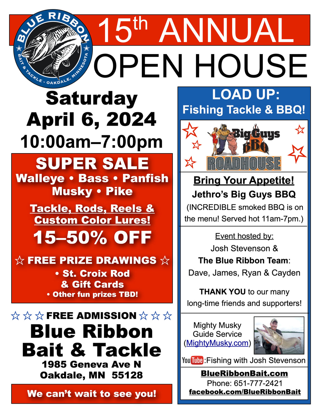 Save the date! Saturday, APRIL 6, 2024 – Blue Ribbon Bait & Tackle