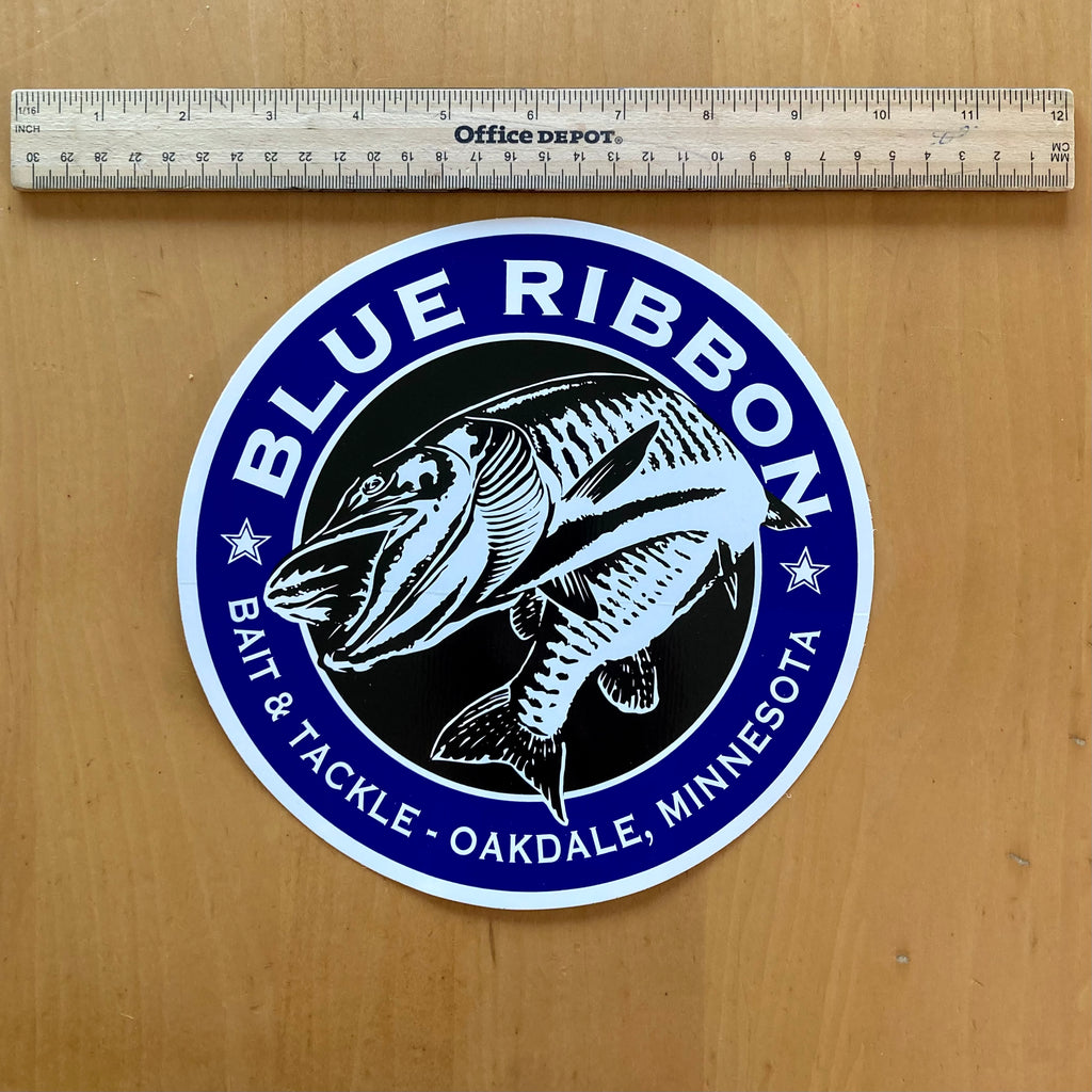 Blue Ribbon Bait & Tackle Sticker | 8"